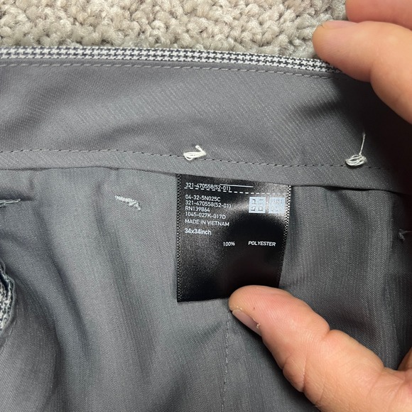 Uniqlo‎ Mens Dress Pants 34x34 Gray Houndstooth Flat Front Polyester - Picture 8 of 9